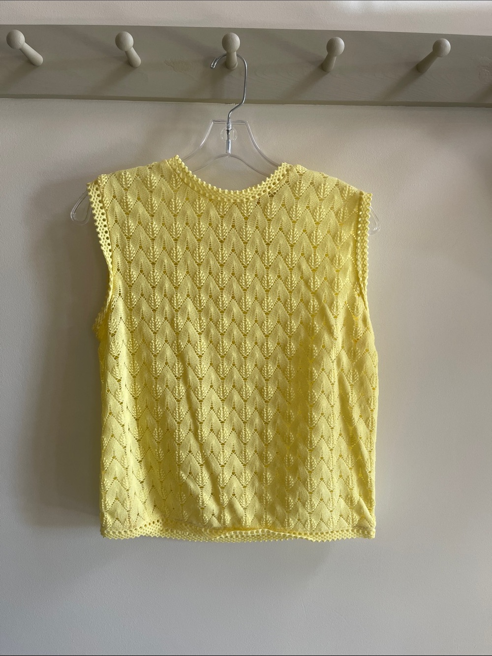 Vintage Yellow Openwork Knit Sleeveless Top